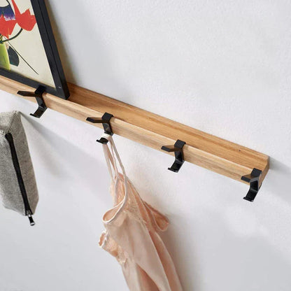 Space Saving Wooden Coat Hook Rack with 5 Hooks