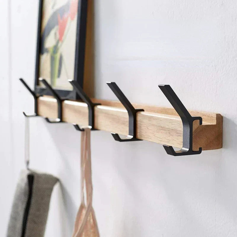 Modern Wall Coat Rack with Double Aluminum Hooks - Halri