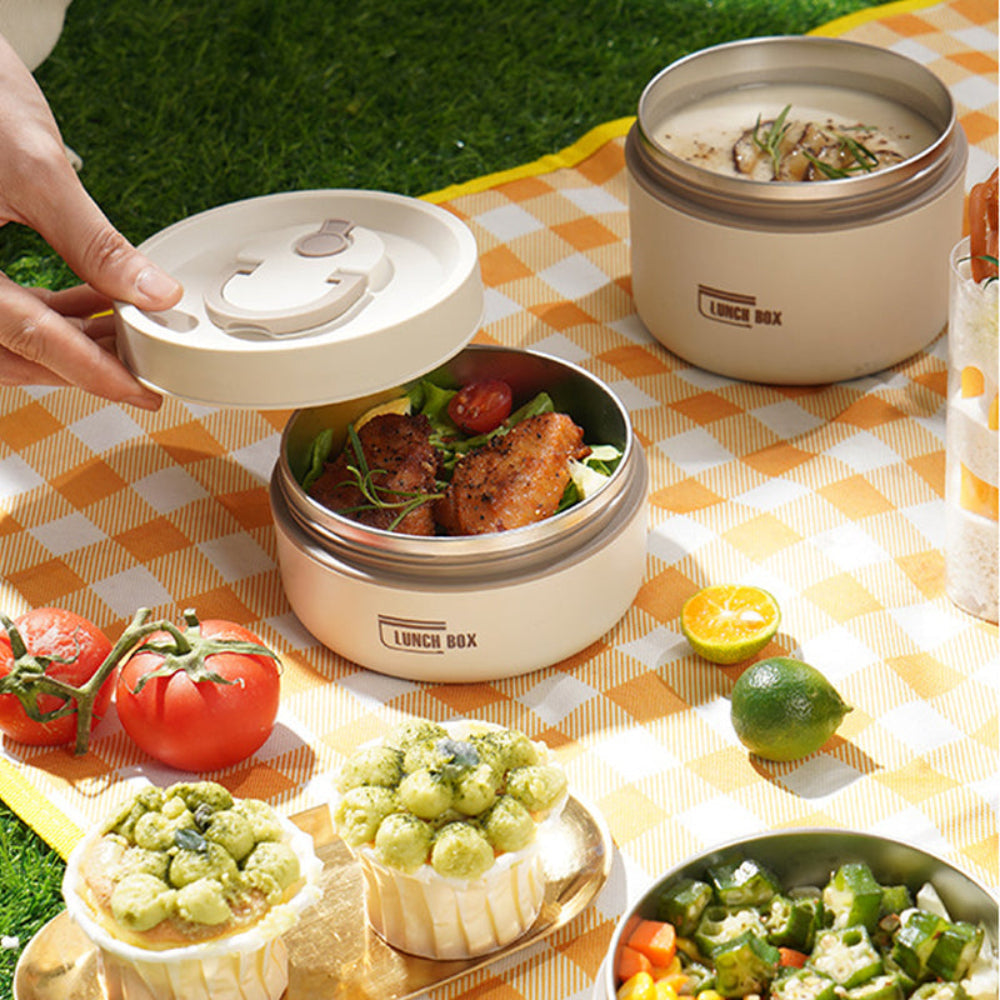 Multi-Layer Insulated Lunch Box with Three Compartments - BPA Free, Leak-Proof Food Storage Solution 3