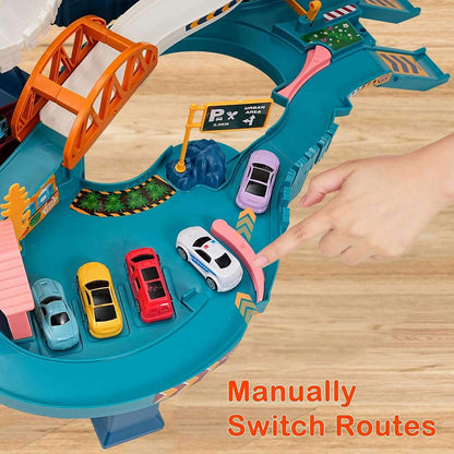 Multi-Level Dinosaur Race Track Adventure, Toy Car Ramp Track Set, Safe for Ages 3+