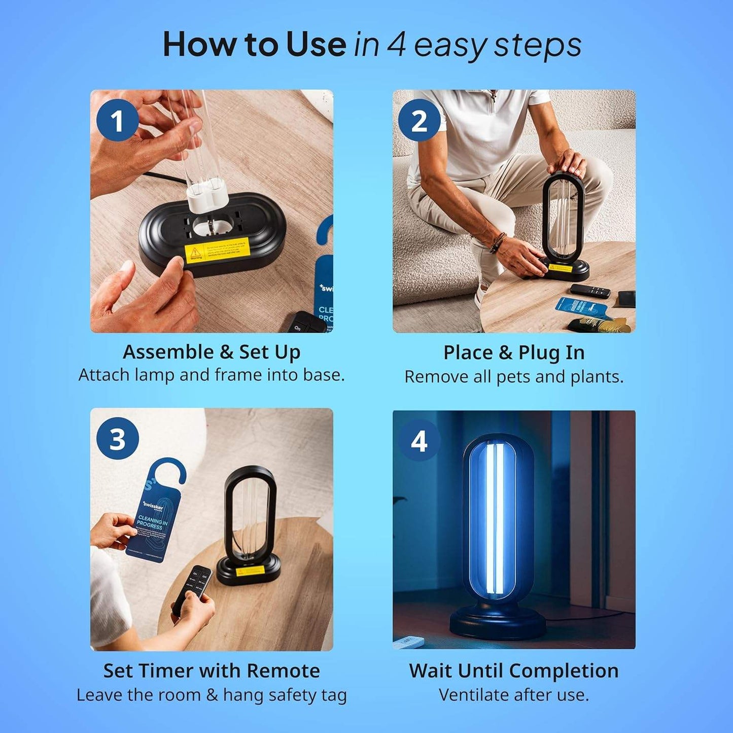 Multi-Surface UV Disinfectant Bulb with UV + Ozone Sterilization Technology and Remote Control Operation