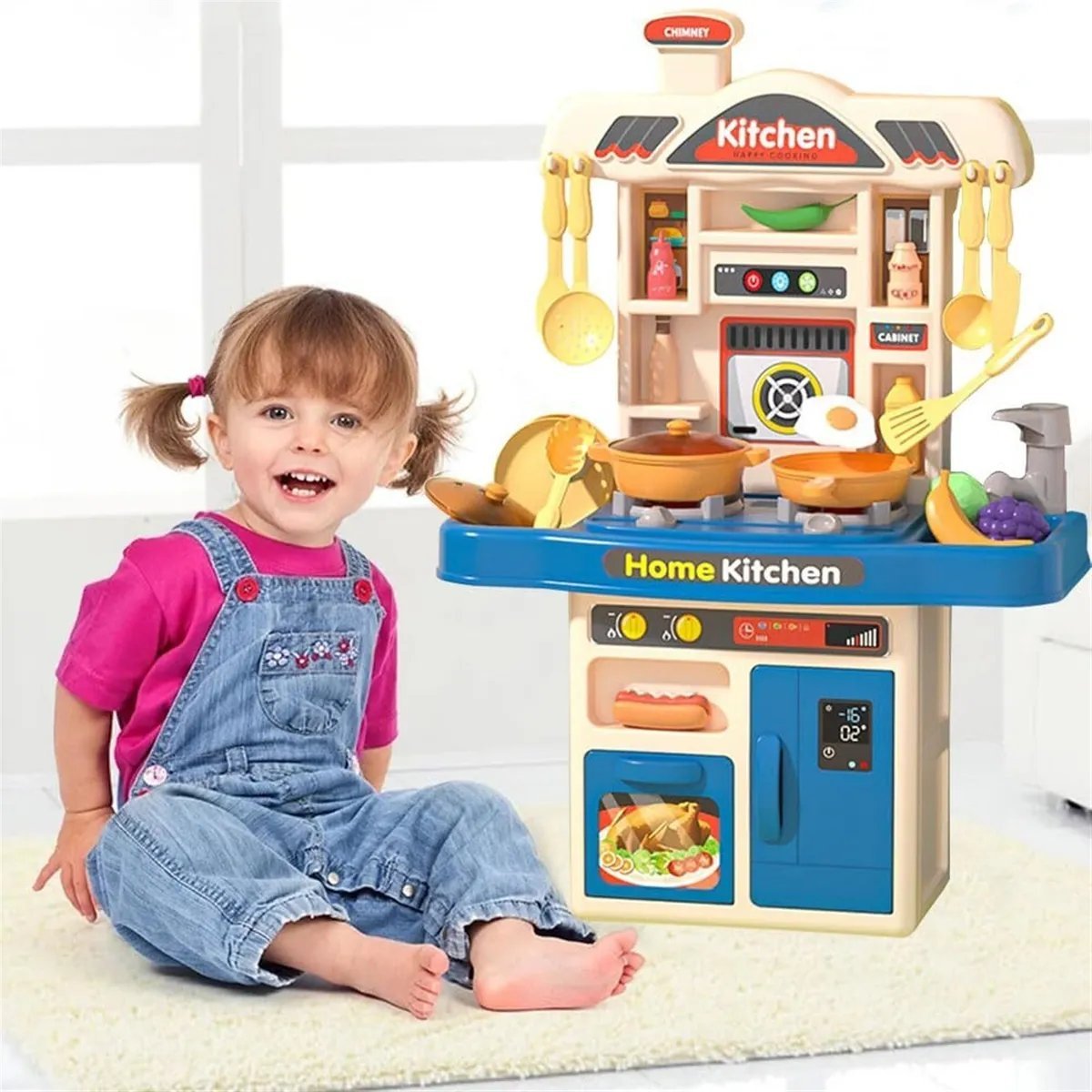 Fun Kids Play Kitchen Set with Lights and Sound Effects - Halri