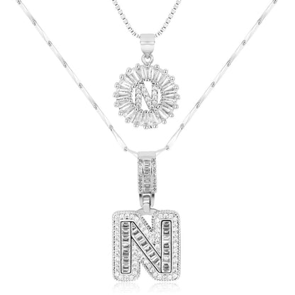 Personalized 14k Gold Initial Diamond Pendants