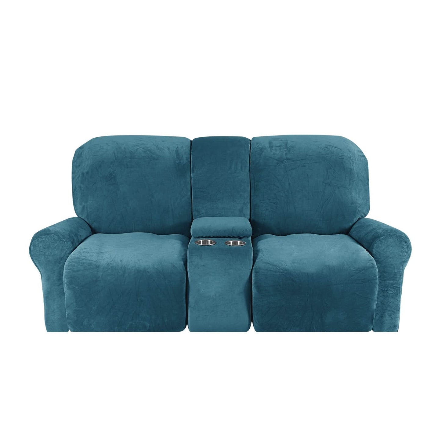 Soft Velvet 2-Seater Sofa Cover with Cup Holders - Halri