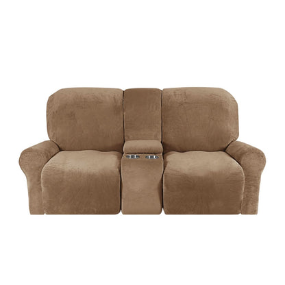 Soft Velvet 2-Seater Sofa Cover with Cup Holders