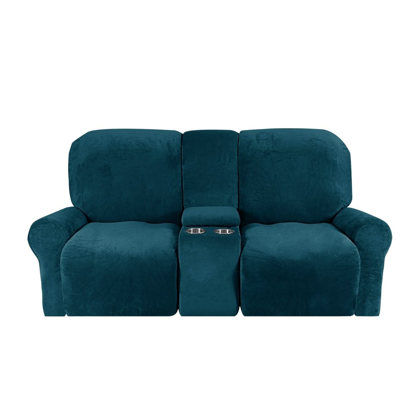 Soft Velvet 2-Seater Sofa Cover with Cup Holders
