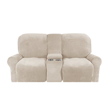 Soft Velvet 2-Seater Sofa Cover with Cup Holders