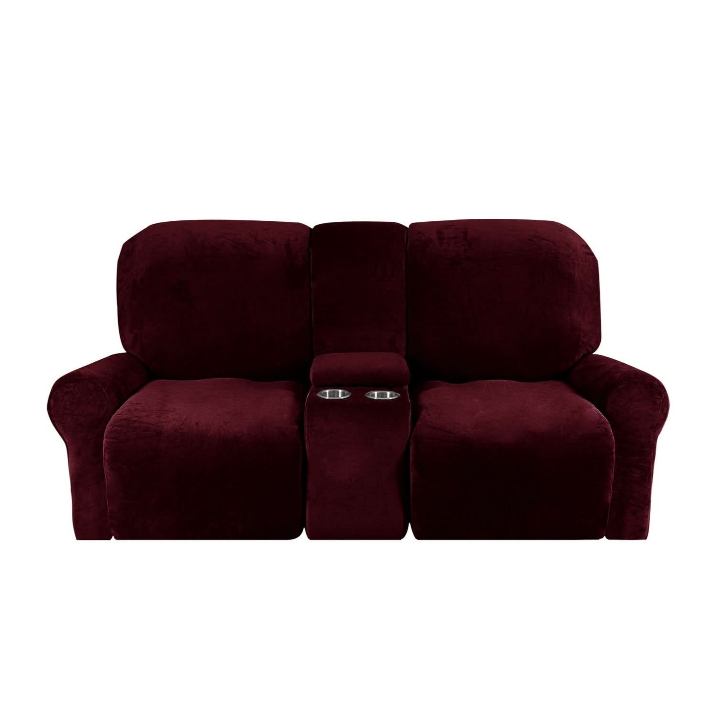 Soft Velvet 2-Seater Sofa Cover with Cup Holders