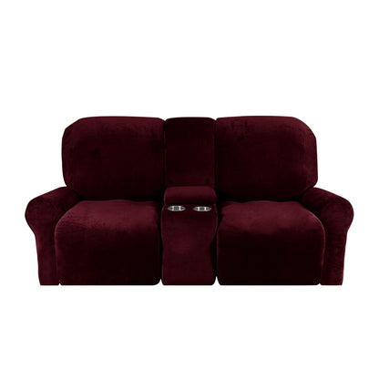 Soft Velvet 2-Seater Sofa Cover with Cup Holders