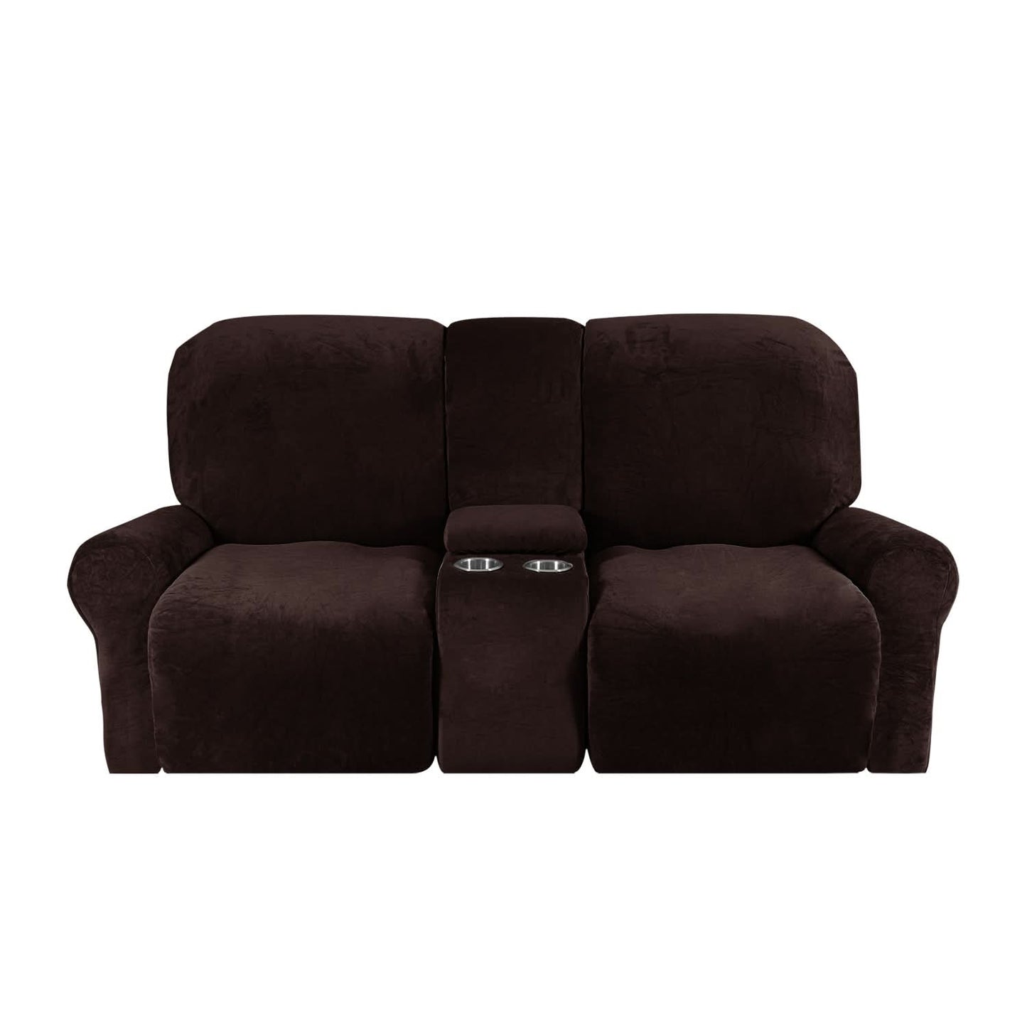 Soft Velvet 2-Seater Sofa Cover with Cup Holders