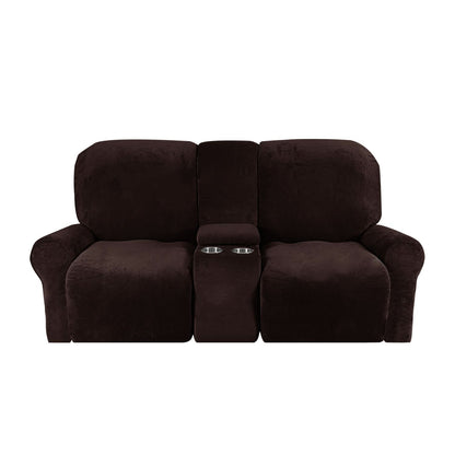 Soft Velvet 2-Seater Sofa Cover with Cup Holders