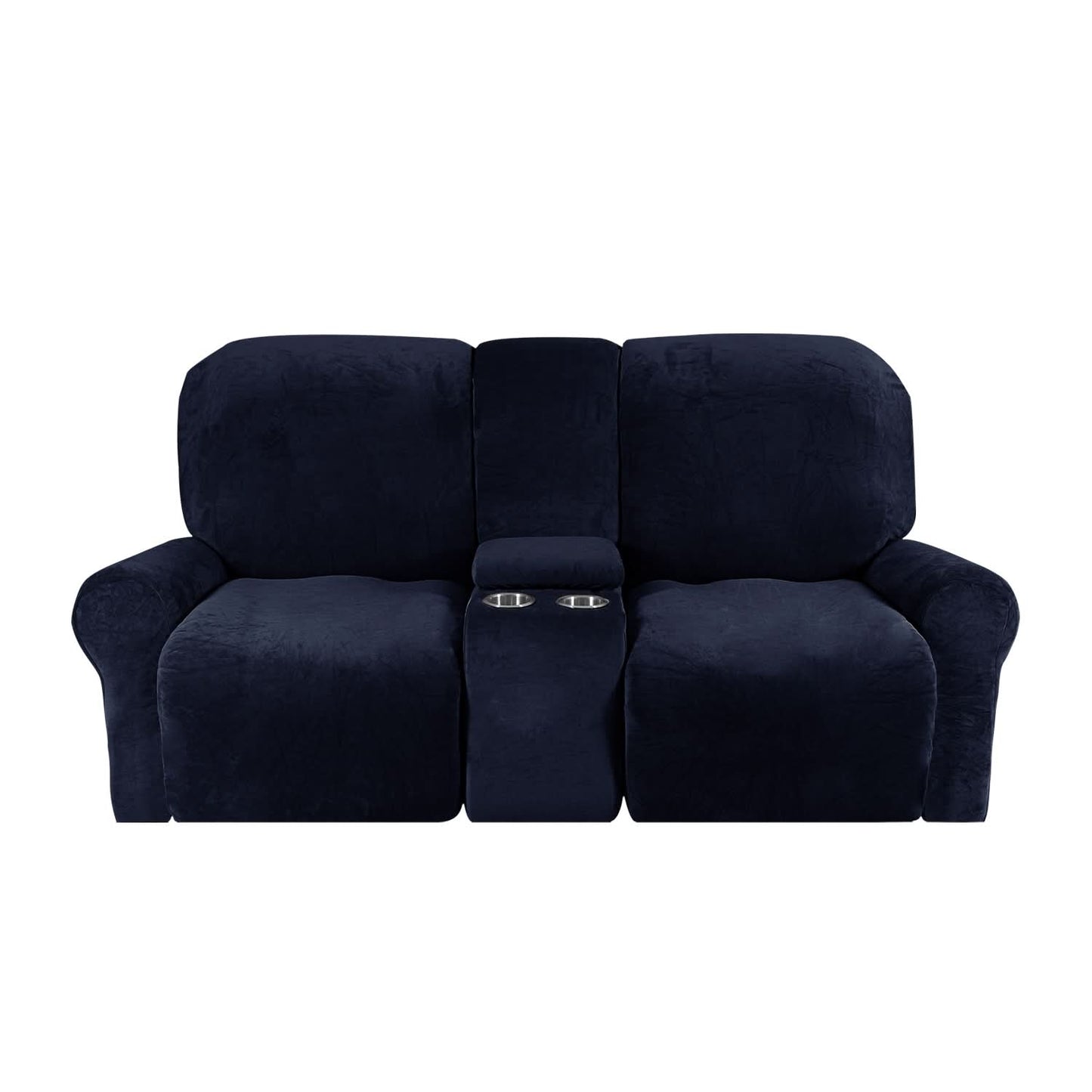Soft Velvet 2-Seater Sofa Cover with Cup Holders