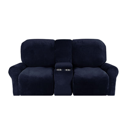 Soft Velvet 2-Seater Sofa Cover with Cup Holders