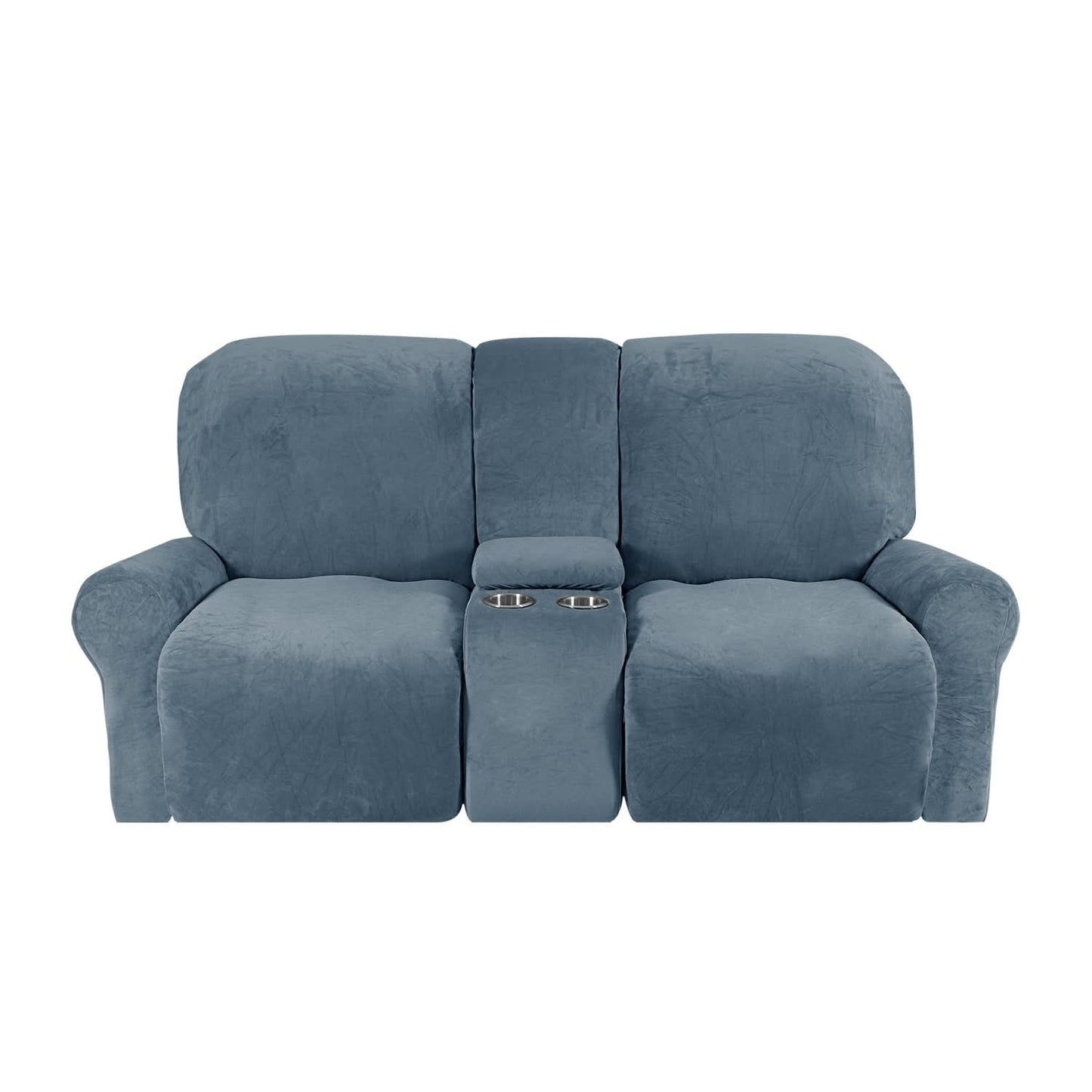 Soft Velvet 2-Seater Sofa Cover with Cup Holders