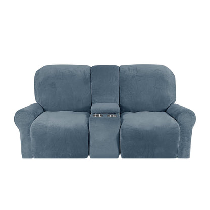 Soft Velvet 2-Seater Sofa Cover with Cup Holders