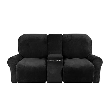 Soft Velvet 2-Seater Sofa Cover with Cup Holders