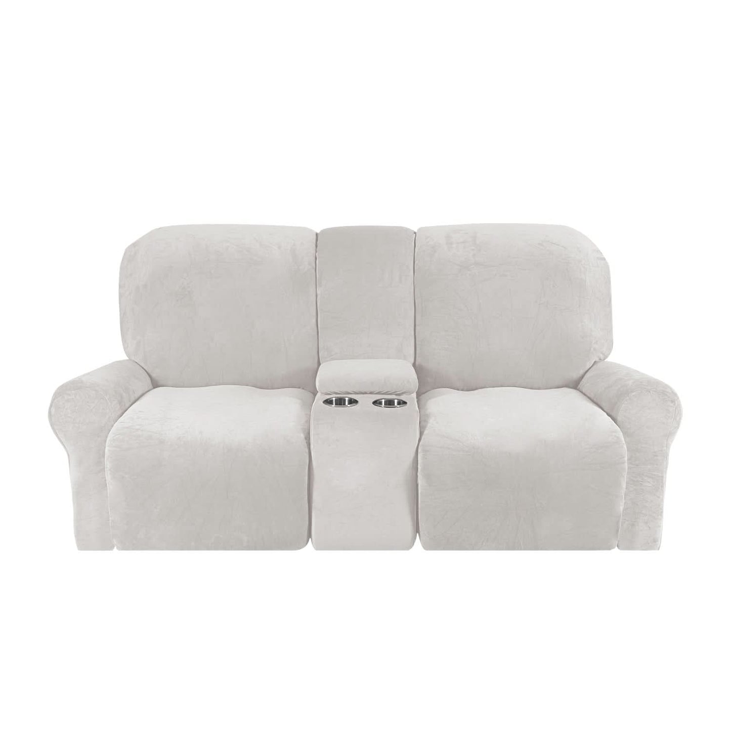 Soft Velvet 2-Seater Sofa Cover with Cup Holders