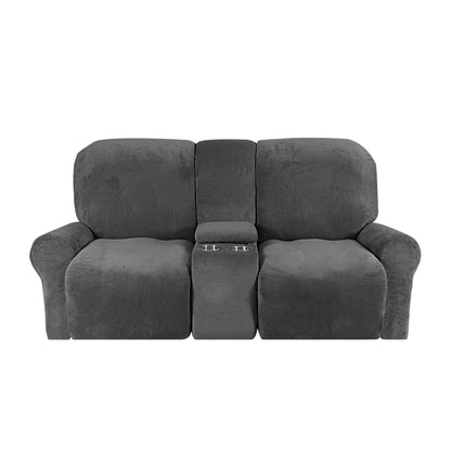 Soft Velvet 2-Seater Sofa Cover with Cup Holders