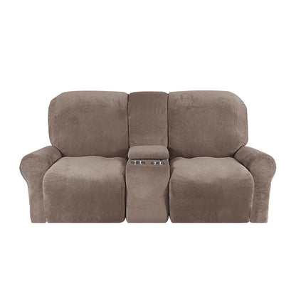 Soft Velvet 2-Seater Sofa Cover with Cup Holders