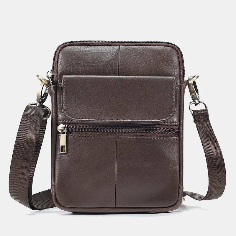 Men's Slim Leather Crossbody Bag with Adjustable Strap