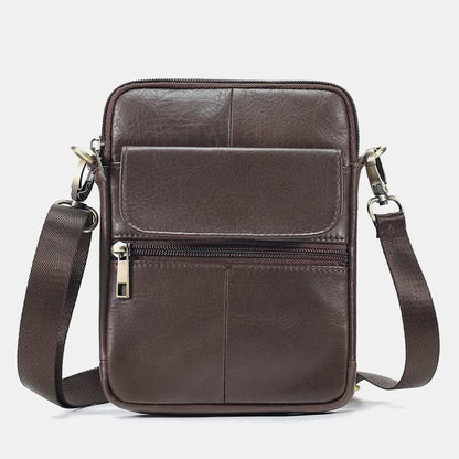Men's Slim Leather Crossbody Bag with Adjustable Strap