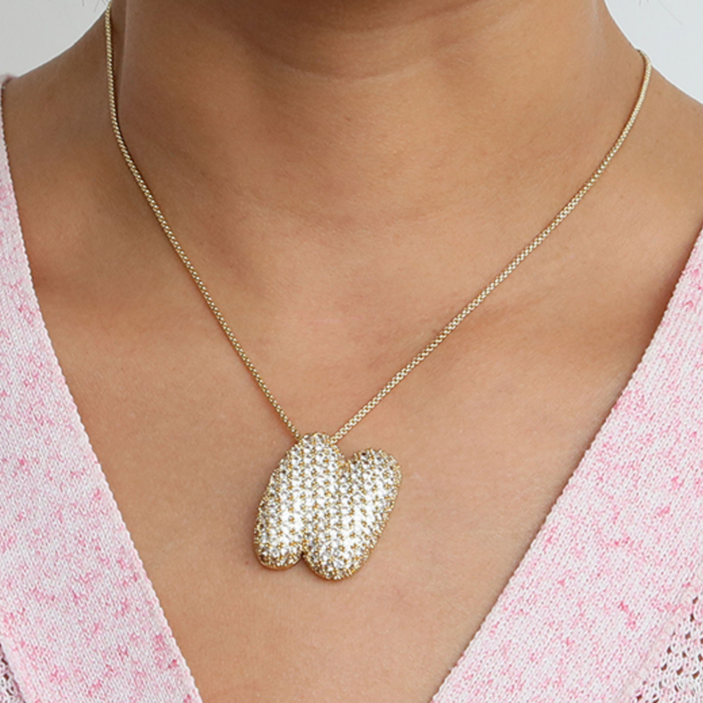 Bold Letter Bubble Diamond Initial Pendants