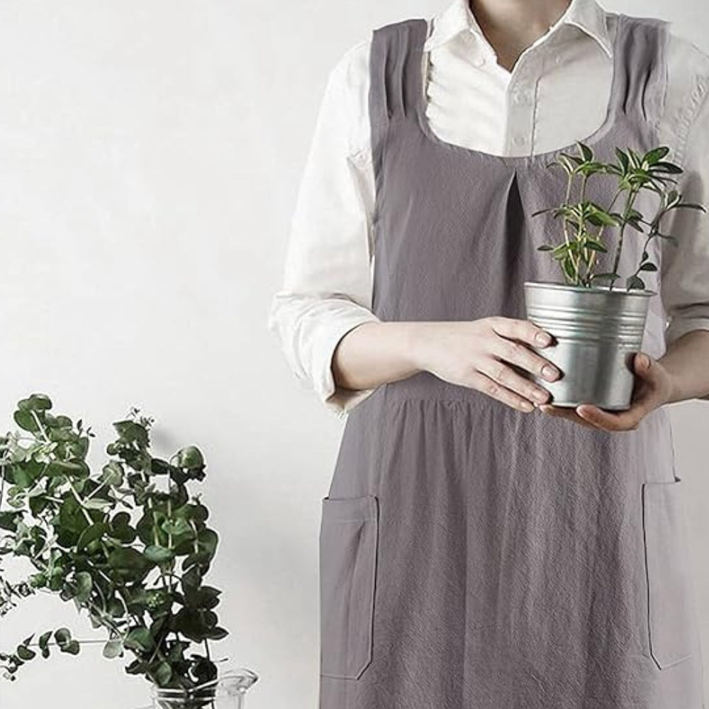 Simple Cross Back Apron Dress Asian Inspired Design