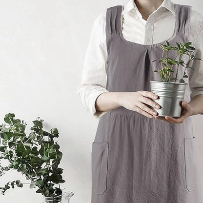 Simple Cross Back Apron Dress Asian Inspired Design