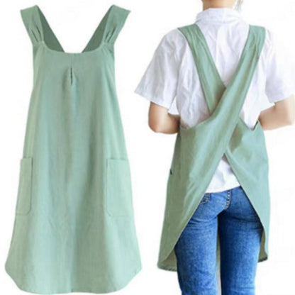 Simple Cross Back Apron Dress Asian Inspired Design