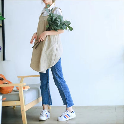 Simple Cross Back Apron Dress Asian Inspired Design