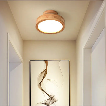 Natural Wood Round Pendant Light - Halri