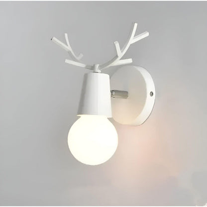 Rustic Wooden Wall Lamp with Antler Detail - Halri