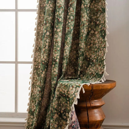 Colorful Floral Beaded Window Curtain Panel - Halri