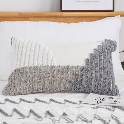 U-Shape Tufted Cushion Cover in Gray and White – Soft Cotton Blend Sofa and Couch Cushion Covers, 30x50cm 2