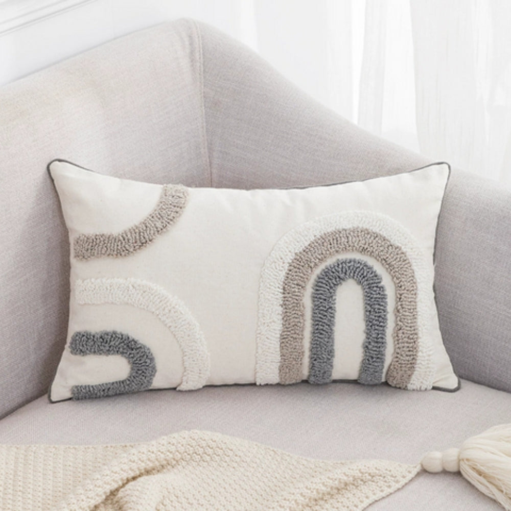 Plush Grey and White Sofa Cushion Covers – Comfortable Cotton - Halri