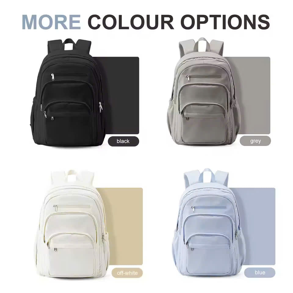Nylon School Backpack for Teens – Unisex Casual Travel Book Bag with Luggage Strap and Adjustable Shoulder Straps