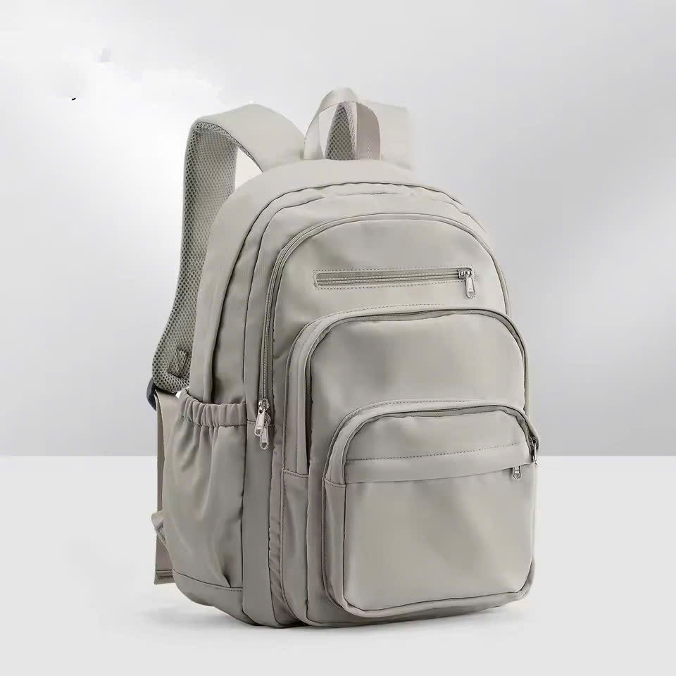 Nylon School Backpack for Teens – Unisex Casual Travel Book Bag with Luggage Strap and Adjustable Shoulder Straps