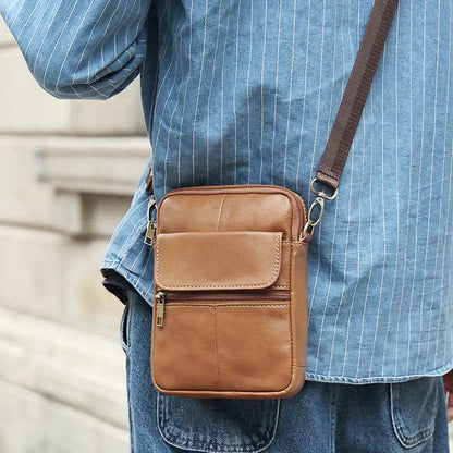 Leather Mens Crossbody Sling Bag - Halri