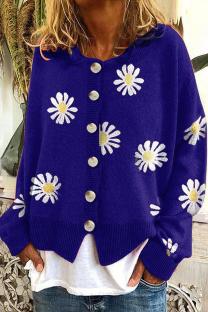 Colorful Patterned Cable Knit Sweater