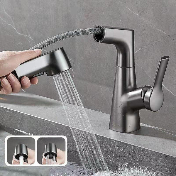 Flexible Bathroom Faucet with Pull Out Shower Head