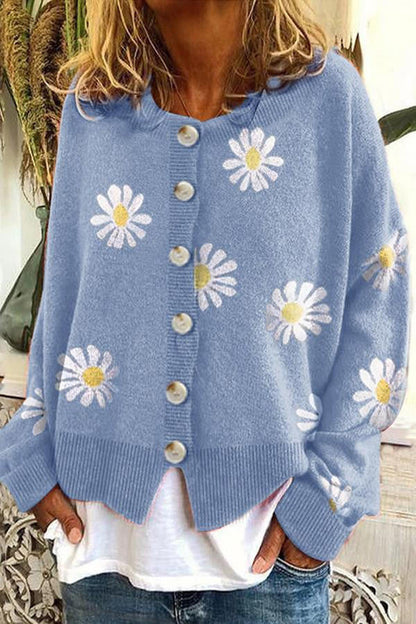 Colorful Patterned Cable Knit Sweater