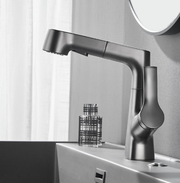 Flexible Bathroom Faucet with Pull Out Shower Head