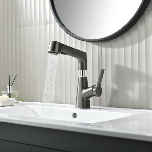 Flexible Bathroom Faucet with Pull Out Shower Head