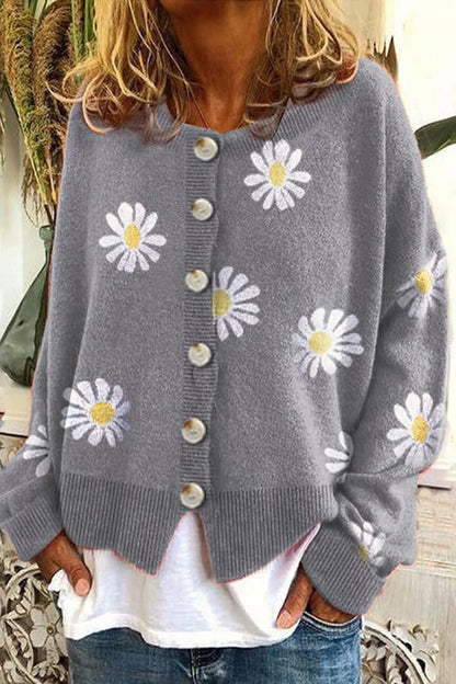 Colorful Patterned Cable Knit Sweater