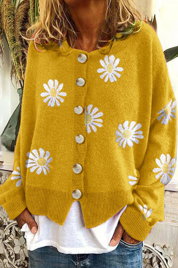 Colorful Patterned Cable Knit Sweater