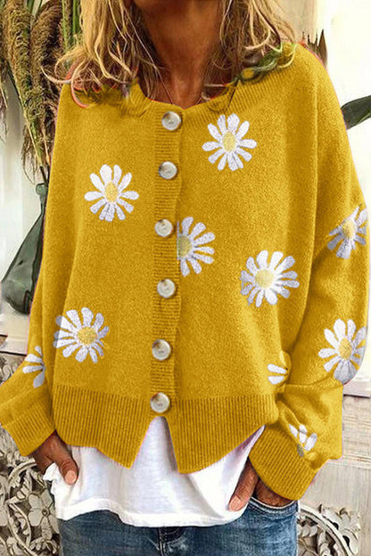 Colorful Patterned Cable Knit Sweater
