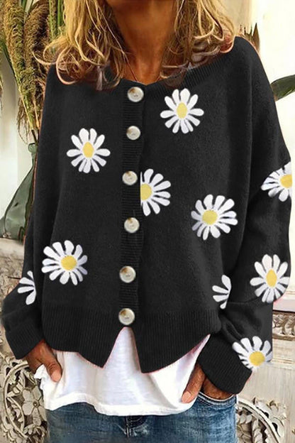 Colorful Patterned Cable Knit Sweater