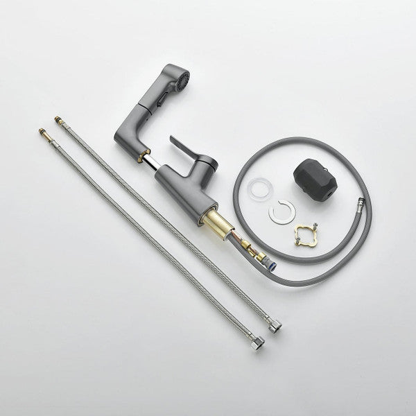 Flexible Bathroom Faucet with Pull Out Shower Head