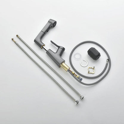 Flexible Bathroom Faucet with Pull Out Shower Head