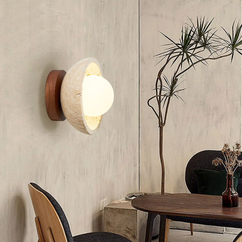 Rustic Travertine LED Wall Light Fixture - Halri